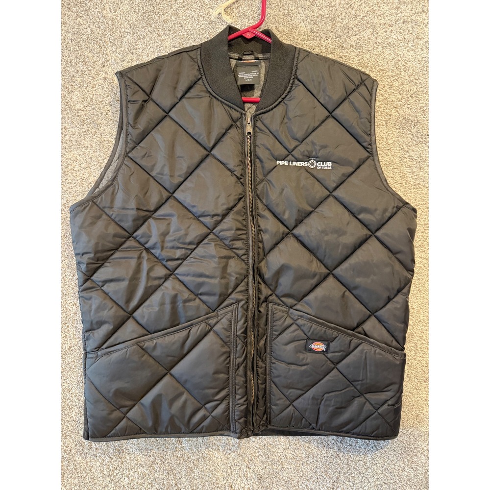 Dickies Vest Mens L Black Pipe Liners Club Tulsa Diamond Quilted Workwear Puffer